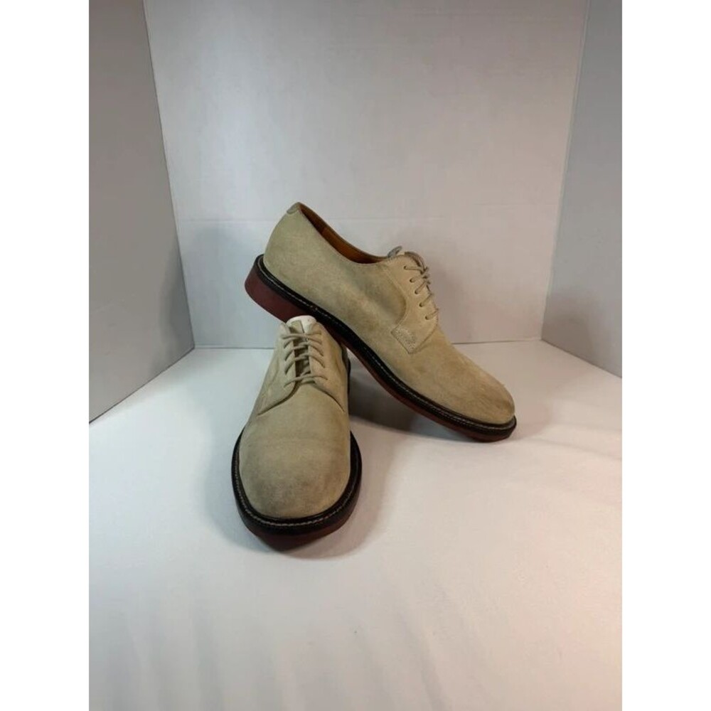 J.Crew Italy Tan Suede Plain Toe Derby Oxfords Brick Red Studded Sole Men 11